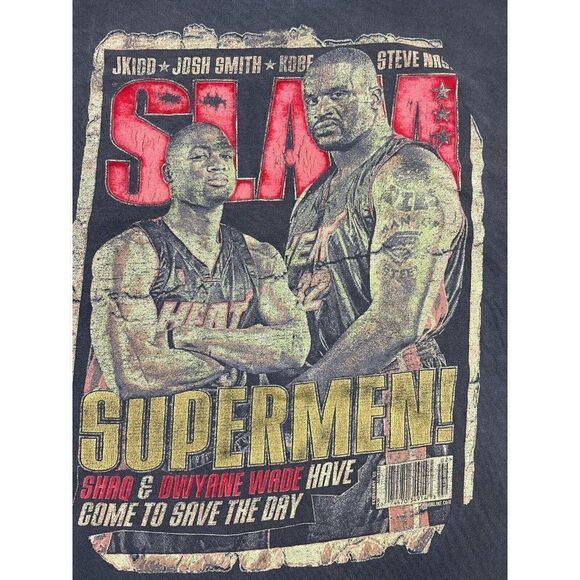 VINTAGE Slam Magazine Shaq O'neil & Dwyane Wade Graphic T-shirt Men 3XL Black - Picture 2 of 10